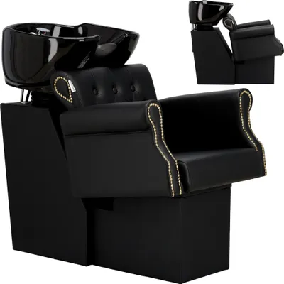 Obrázek produktu pro Kadeřnická barber mycí stanice Kiva do kadeřnického barber salonu pohyblivá mísa keramická armatura baterie sluchátka