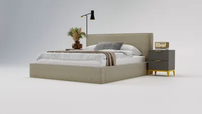 Obrázek produktu pro Čalouněná postel s úložným prostorem 160x200 Sofia – manželská postel, ložnice, rošt – bouclé látka, hnědá