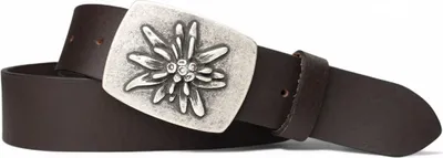 Produktbild von FRONHOFER Trachtengürtel Damen und Herren, Edelweiß Gürtelschnalle, 4 cm echt Ledergürtel