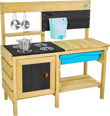 Produktbild von TP Toys Drewniana kuchnia do zabawy, kuchnia zewnętrzna z akcesoriami "Deluxe" naturalna 40 x 136 x 96 cm (gł. x szer. x wys.)