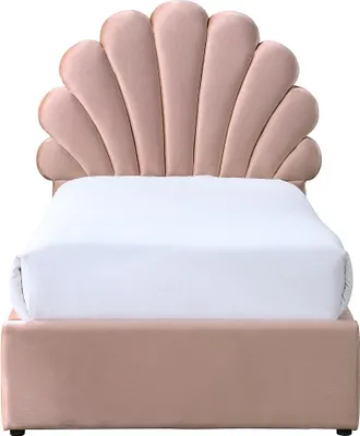Produktbild von Muschelbett 90 x 190 cm mit 2 Schubladen – Velours – Rosa – MOANA