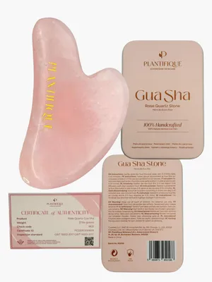 Produktbild von PLANTIFIQUE® Rosenquarz Gua Sha Stein – Handgefertigt – Gesichtsmassage – Anti Aging – Zur Unterstützung der Gesichtspflege