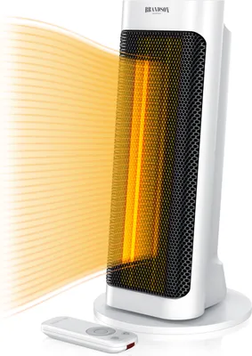Produktbild von Brandson 2000W Keramik Heizlüfter mit Fernbedienung, 80° Oszillation, Überhitzungsschutz, Automatische Abschaltung, Umkippschutz, 1-7h Timer, 2 Leistungsstufen, Weiß
