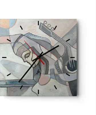 Produktbild von Wanduhr - Quadrat - Glasuhr - Abstraktion modern - 40x40cm - Schleichendes Uhrwerk - Lautlos - zum Aufhängen bereit - Dekoration Modern - Wanddekoration aus Glas - C3AC40x40-3739