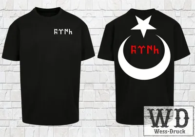 Produktbild von Wessdruck Oversize T-Shirt Turk Ay Yildiz Schwarz Weiß XL