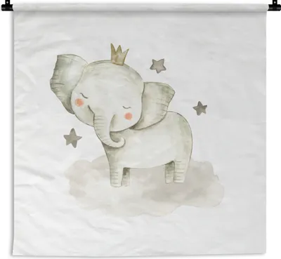 Produktbild von MuchoWow® Wandteppich Wandbehang Dschungel - Elefant - Krone 150x150 cm Tapisserie Dekoration Wandtuch - Wohnaccessoires - Modernes