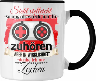 Produktbild von Trendation - Gamer Geschenk Tasse Zocker Liebhaber Geschenkidee Lustiger Spruch (Schwarz)