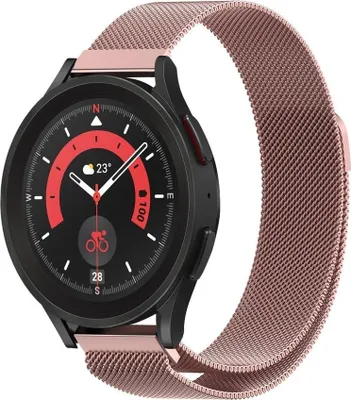 Produktbild von Strap-it Milanese Armband - Kompatibel mit Samsung Galaxy Watch 5 Pro Armband Edelstahl Armband mit Magnetverschluss - Ersatzarmband - Hochwertiges Material - für Smartwatch 20mm Armband Rosa