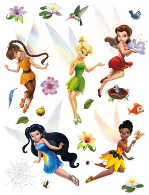 Image de Sticker mural Disney Fées vert, jaune, rouge et bleu - 600193 - 65 x 85 cm