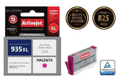 Produktbild von Activejet AH-935MRX Tintenpatrone (Ersatz für HP 935XL C2P25AE; Prämie; 12ml; magenta), Hohe (XL-) Ausbeute, Magenta, Tinte auf Pigmentbasis, 12 ml, 1 Stück(e), Einzelpackung