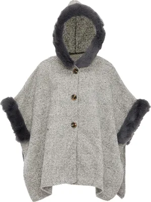 Produktbild von FRAULLY damen strickponcho - hellgrau, M