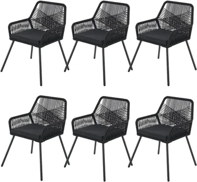 Produktbild von Juskys Rope Gartenstühle Kastos 6er Set - Outdoor Stuhl 150 kg belastbar - Gartenstuhl