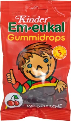 Image de Kinder Em-eukal gouttes de gomme cerise sauvage, 75 g de bonbons