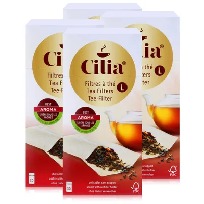 Produktbild von CILIA Teefilter 30 Stk. Grösse L ohne Halter verwendbar (4er Pack)