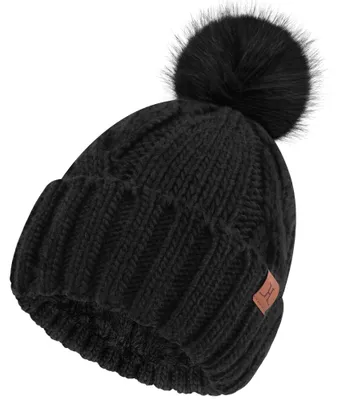 Image de Bonnet d'hiver pour femmes, avec pompon et doublure en polaire