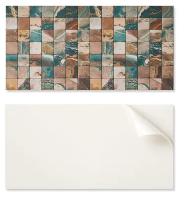 Obrázek produktu pro Dekorativní PVC panel na zeď s motivem mozaiky z kamenných dlaždic, rozměry 100x50 cm