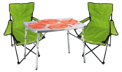 Mojawo 3-teiliges Campingmöbel Set Alu Tragegriff Campingtisch + 2 Anglersessel