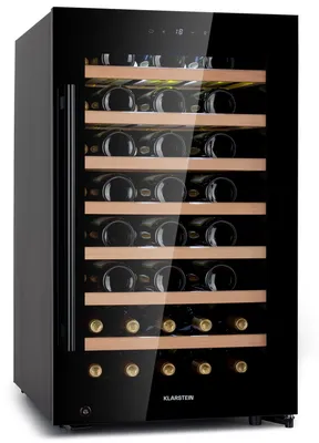 Obrázek produktu pro Klarstein vinotéka, slim, 1 zóna, skleněné dveře, UV ochrana, 5-18 °C, 52 lahví
