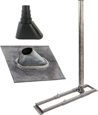 Produktbild von SkyRevolt SAT Dachsparrenhalter 1m Mast 60mm Stahl Blei-Ziegel Manschette schwarz