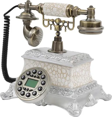 Produktbild von Vintage Retro Telefon - Tischtelefon - Tastenwahl - Klassisches Design - Deko für Zuhause und Büro - Weiß