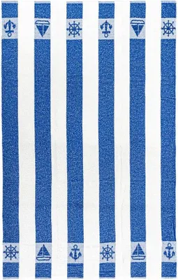 Immagine prodotto di Asciugamano da spiaggia Unyqoos® 100 x 160 cm – 100% cotone, grande asciugamano a righe, leggero e assorbente, ideale per piscina, viaggi e sauna (blu)