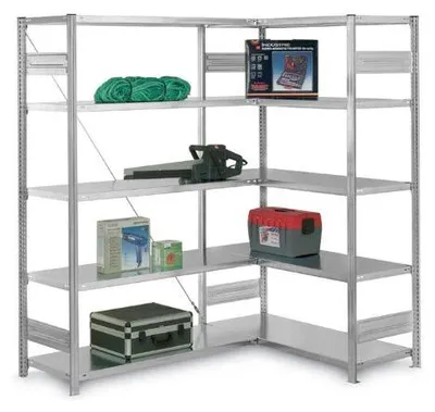 Produktbild von PROREGAL Eckregal Stecksystem MAGNUS  Germany | HxBxT 250x130x50cm | 6 Ebenen | Traglast 124kg | Lichtgrau