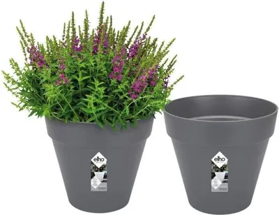 Image de Pot de Fleurs Rond Elho Loft Urban, Lot de 2, 19 L, Ø 28.5 x H 26 cm, Noir