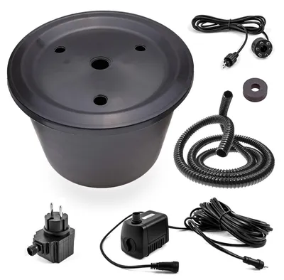 Produktbild von CLGarden Springbrunnenpumpe Set mit kleinem 30l Becken GFK Abdeckung Springbrunnen Pumpe SP1 LED-Beleuchtung Springbrunnenbecken DIY