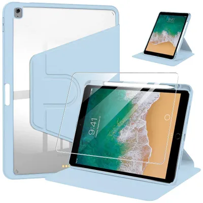 Image de Coque + Verre Trempé pour iPad Air 3 10,5 Pouces / iPad Pro 10,5 Pouces - Housse avec Porte-Stylet - Bleu