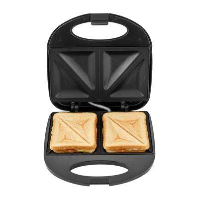 Produktbild von Elektrischer Sandwichmaker 900W, Antihaftbeschichtung, LED-Anzeige – Schwarz