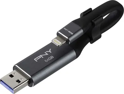 Image de PNY PNYFDI64GLA02GC - OTG Flash Drive USB3.0 USB-A&Lightning 64GB Noir