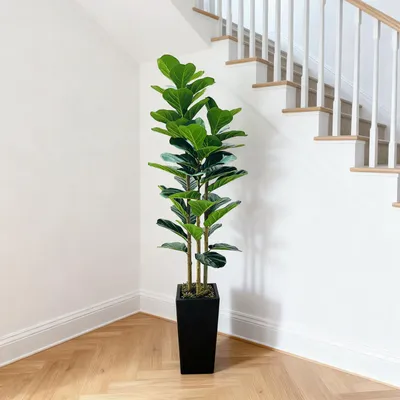 Produktbild von Kš¹nstlicher Geigenfeigenbaum mit Pflanzgef??, hohe Kunstpflanze fš¹r den Innenbereich, 150 cm
