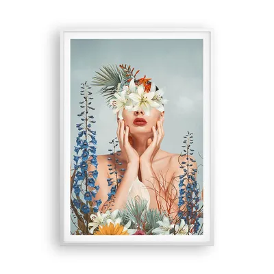 Produktbild von Gerahmtes Poster - Weißer Rahmen - Surreal Frau Blumen - 70x100 cm - Wand Bild - Wanddeko - Wandbilder - Kunstposter - Wandposter - Bilderrahmen - Bilder - Kunstdruck - P2WPA70x100-4818