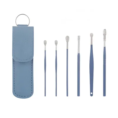 Produktbild von Ohrreiniger 6 in 1 Ohrenreiniger Set aus Edelstahl mit Aufbewahrungstasche Ohrenschmalz Entferner für Kinder und Erwachsene Unisex Blau