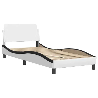 Produktbild von Bettgestell "Dover" Weiß und Schwarz 90x200 cm Kunstleder