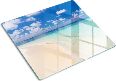 Imagen del producto de Cubierta para placa de cocina – Cubierta para placa de inducción – Placa de vidrio protectora – 60x52 cm – Placas de vidrio protectoras para cocina – Vidrio templado – Playa de las Maldivas