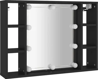 Obrázok produktu pre zrkadlová skrinka vidaXL s LED diódou čierna 76x15x55 cm