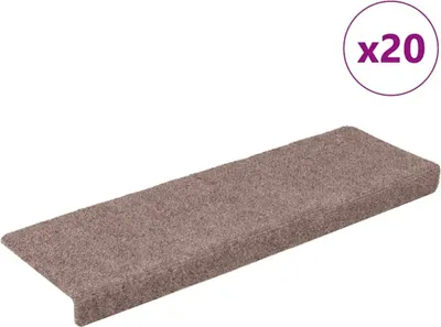 Obrázok produktu pre vidaXL Samolepiace rohože na schody, 20 ks, 65 x 21 x 4 cm, svetlohnedé, s obdĺžnikovým okrajom