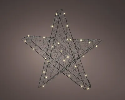 Immagine prodotto di stella di Natale 3D in metallo nero a batteria con 30 micro luci LED - 38CM