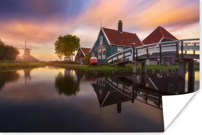 Produktbild von MuchoWow® Poster Zaanse schans entlang der Brücke 60x40 cm - Schlafzimmerdekoration
