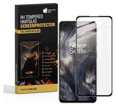 A product box for a screen protector is shown next to a smartphone with a screen protector applied.