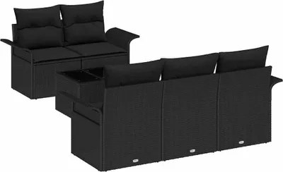 Immagine prodotto di vidaXL Set di divani da esterno, 6 pezzi, nero, in rattan sintetico