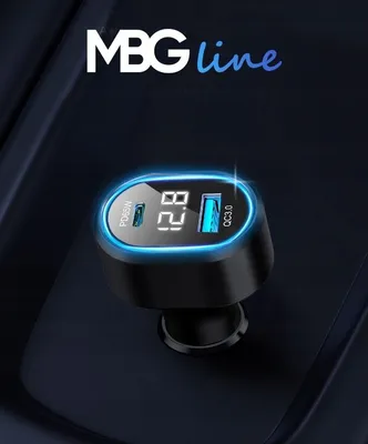 Immagine prodotto di MBG Line caricatore per auto accendisigari max 86 W con voltmetro Adattatore USB Mini caricatore rapido per auto 2XUSB 65W + QC3.0 PD79AD ULTRA