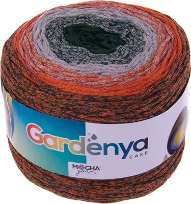 250g Farbverlaufsgarn Gardenya Cake Bobbel orange hellgrau dunkelgrün