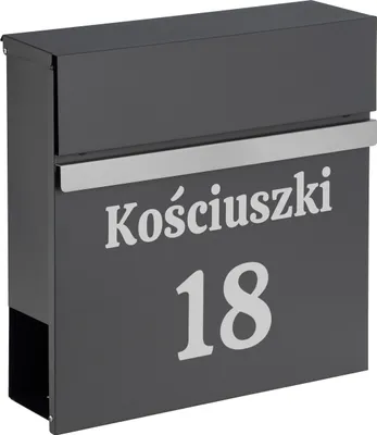 Zdjęcie produktu dla Skrzynka Na Listy Pocztę Stalowa Duża Z Napisem Nazwą Ulicy Numerem Domu