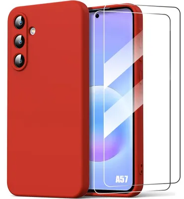 Image de Coque + 2 Verres Trempés pour Samsung Galaxy A57 5G, Protection Silicone Slim Anti-Rayures Rouge