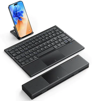 Obrázok produktu pre Skladacia Bluetooth klávesnica s dotykovým panelom, rozloženie QWERTZ, čierna