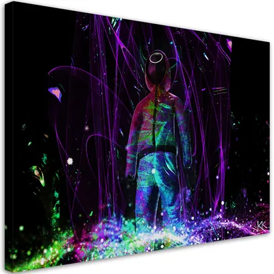 Produktbild von Leinwandbild Neon-Spieler 90x60 Feeby Violett bild für die wand bereit zum aufhängen