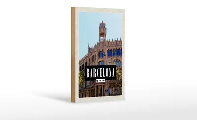 Produktbild von Holzschild Reise 12x18 cm Barcelona Spanien Sargrada Reise