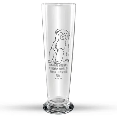 Produktbild von Mr. & Mrs. Panda Trinkglas Affe - Transparent - Geschenk, Bier Glas, Glasbierglas, Bierglas, Motivation, Bierbecher, Selbstbewusstsein, Liebe, Glasbecher, Selbstliebe